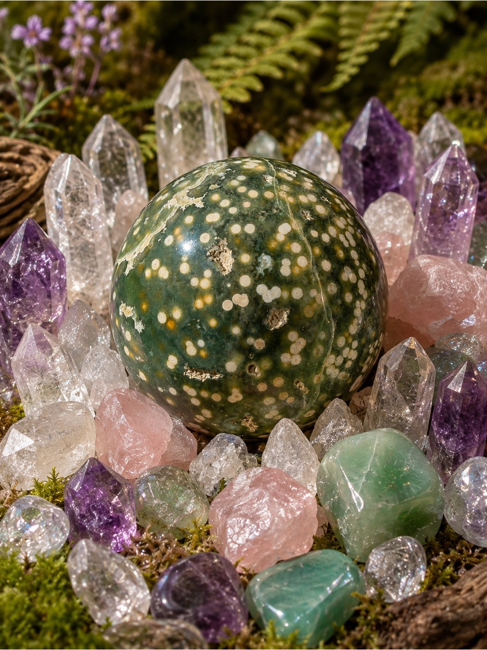 Orbicular Ocean Jasper Sphere - Picture 2 of 2